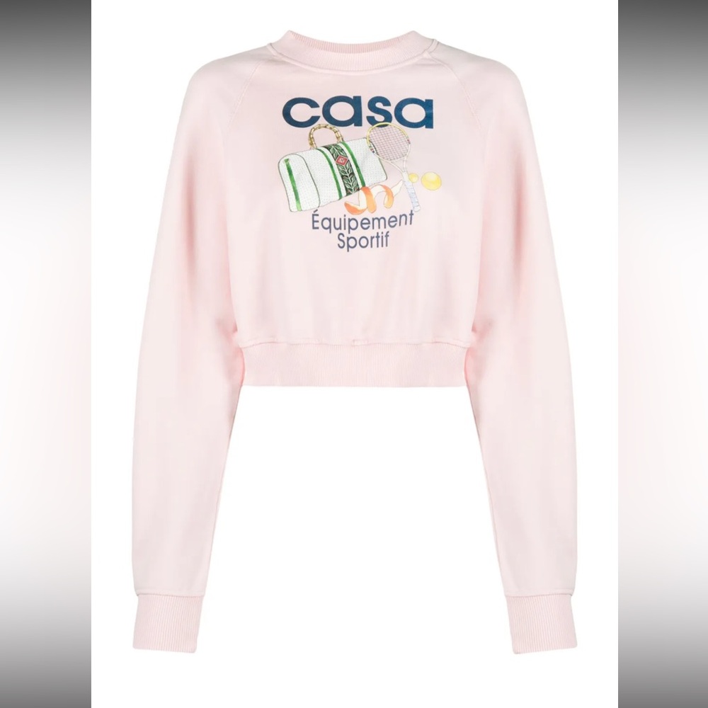 Casablanca Brand New Without Tags Pink Cropped Sweatshirt with Tennis Design XS